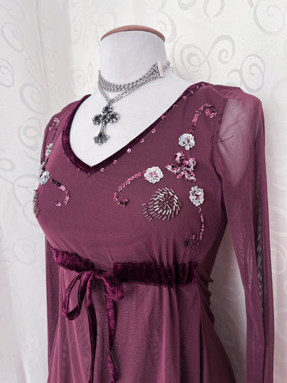 Melrose, whimsy fairy plum mesh top with sequin details 💜🎀