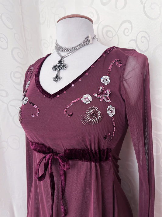 Melrose, whimsy fairy plum mesh top with sequin details 💜🎀