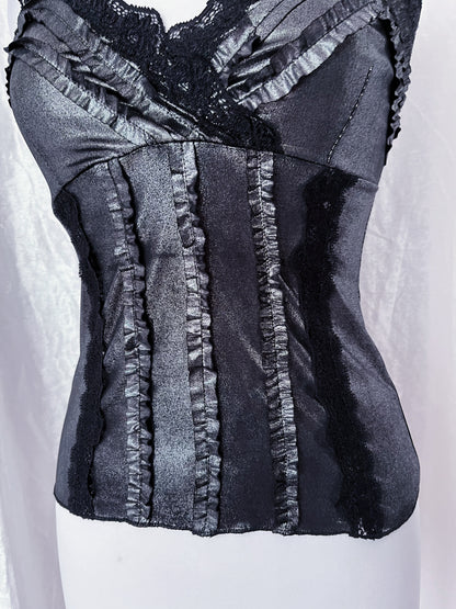 Dark coquette / Gothic silver top 🕸️🩶