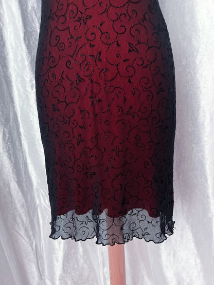 00's iconic mesh & velvet qipao style dress ❤️🖤