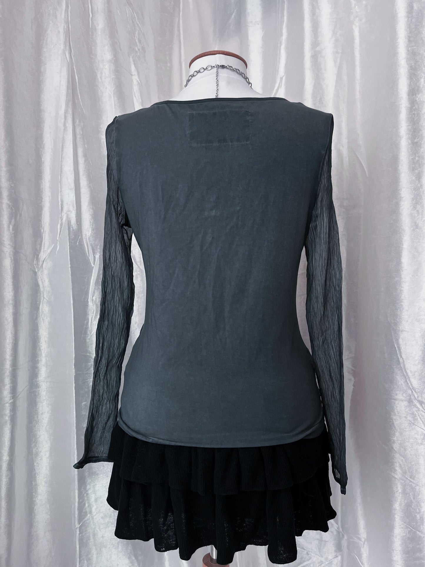 00’s see-through grey shirt with sequin detail 🕸️