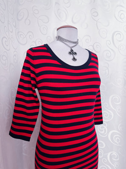 Emo style navy & red striped dress ❤️💙