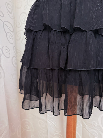 Horror Protagonist/Dark Coquette style black ruffle mesh skirt 🦇