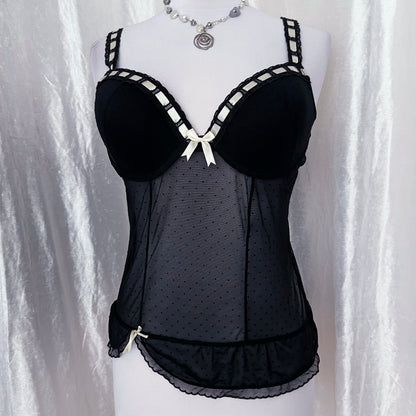 Dark coquette asymmetrical bustier top 🎀🕸️