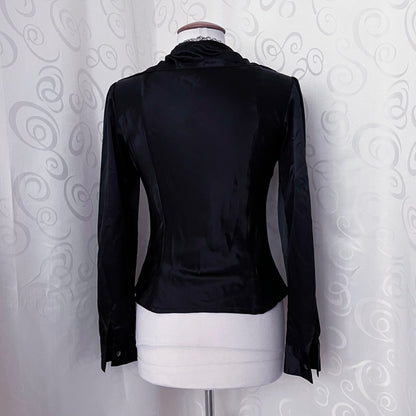 00’s Gothic satin shirt with lacey ruffle detail 🕷️