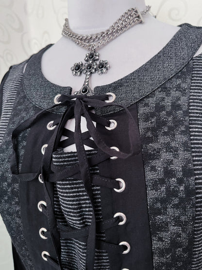00’s Gothic lace-up patchwork dress 🦇