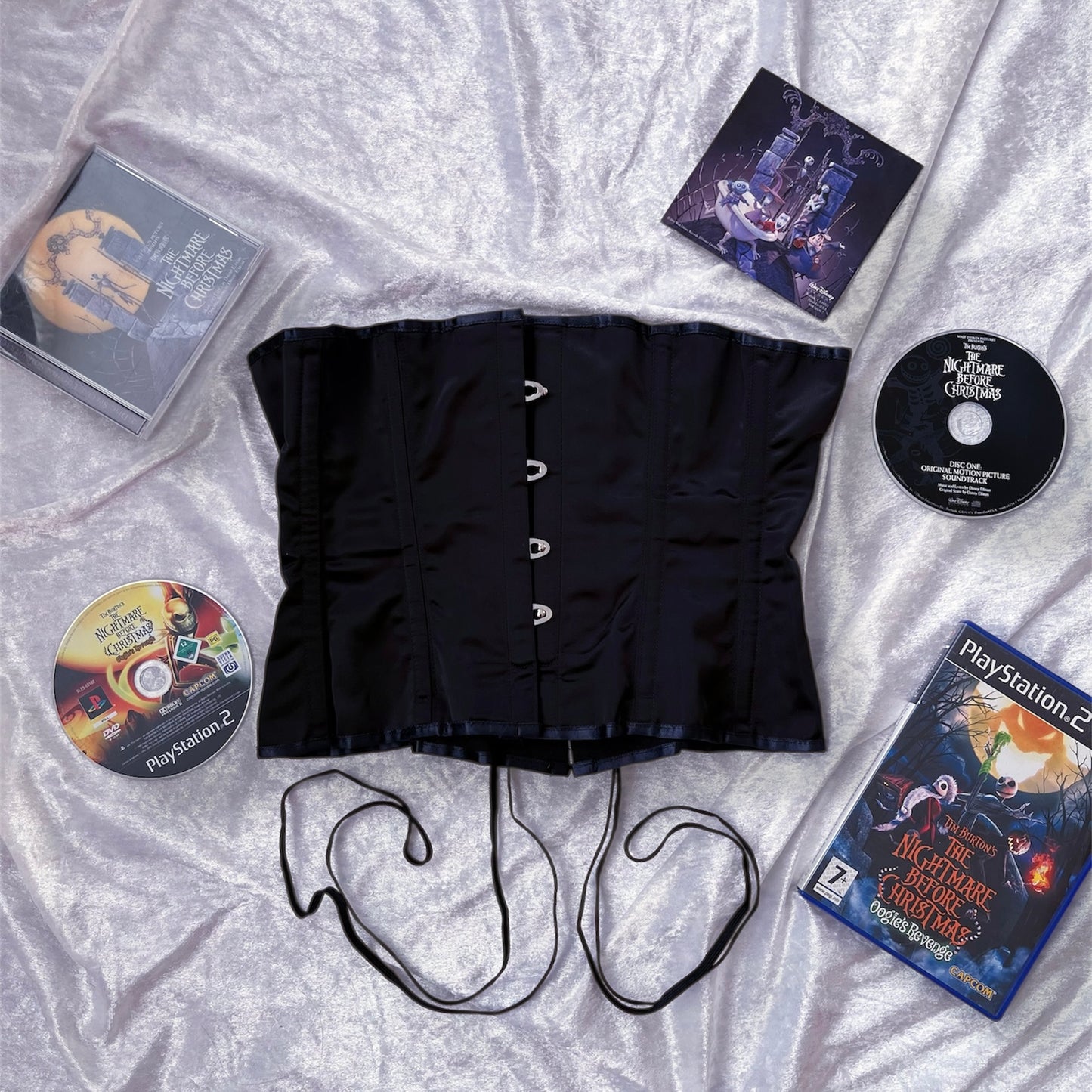 Gothic satin waist corset with boning 🦇🕸️