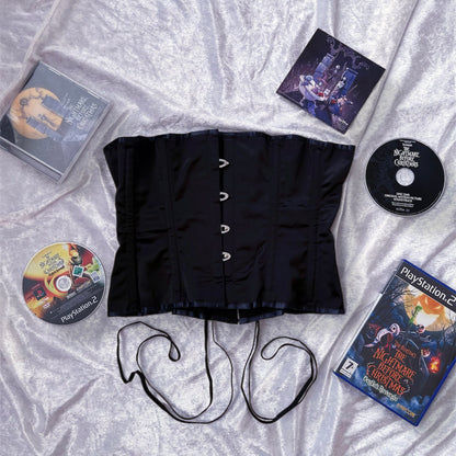 Gothic satin waist corset with boning 🦇🕸️