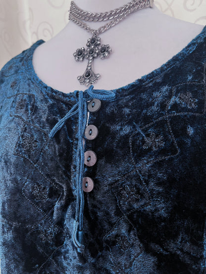 00’s whimsygoth fairy velvet & lacey top 🌀🦋