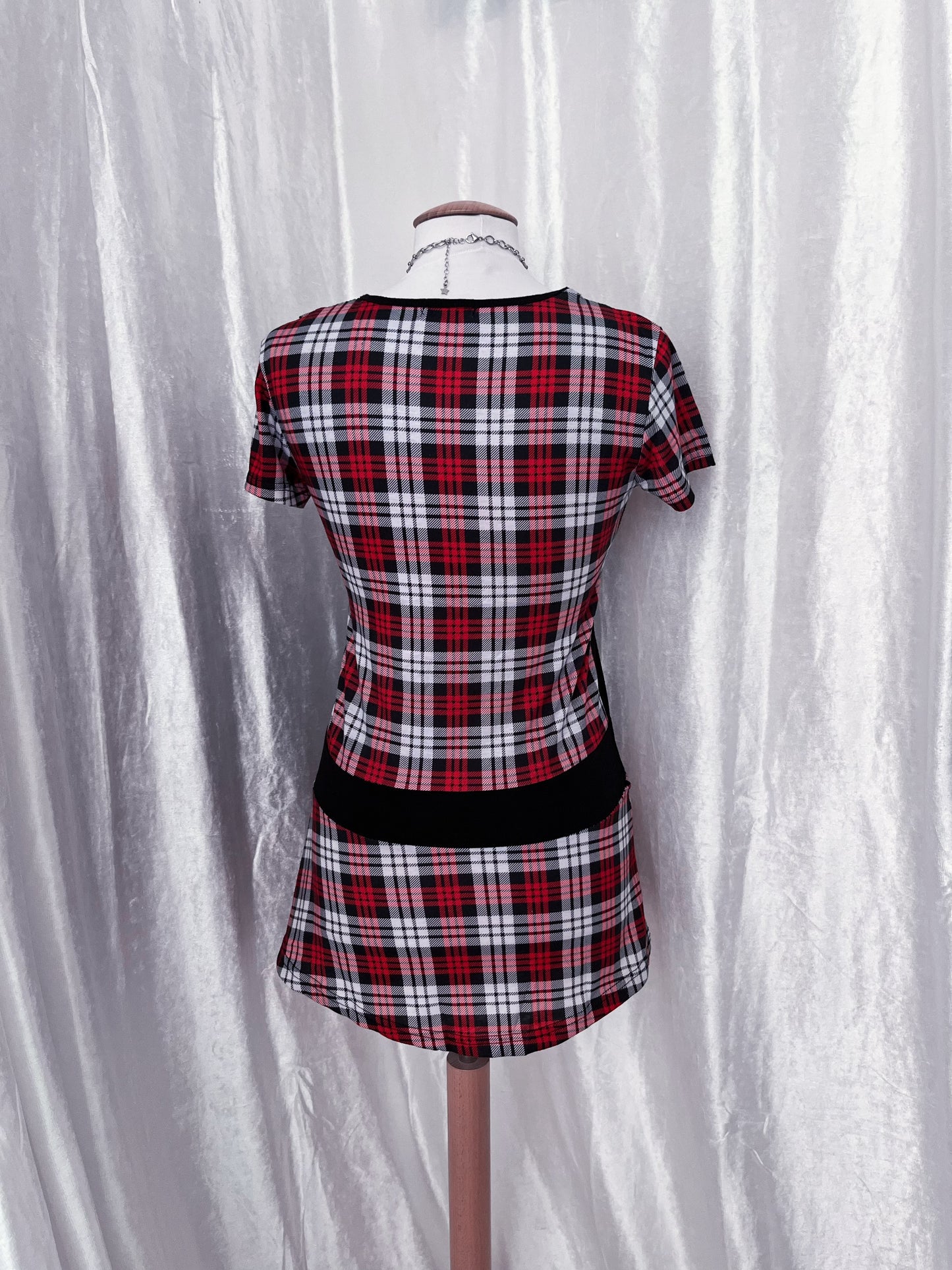 Emo/Alt plaid tunic top with vest detail ❣️