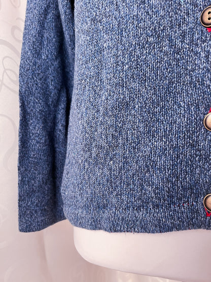 Vintage Susan Bristol knit cardigan with embroidered details & penguin patchwork 🐧❄️