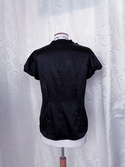 Gothic/Jirai Kei ruffle satin shirt with puff sleeves 🦇