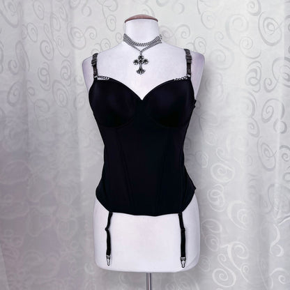 Gothic black corset top with cut-out back detail 🖤🦇