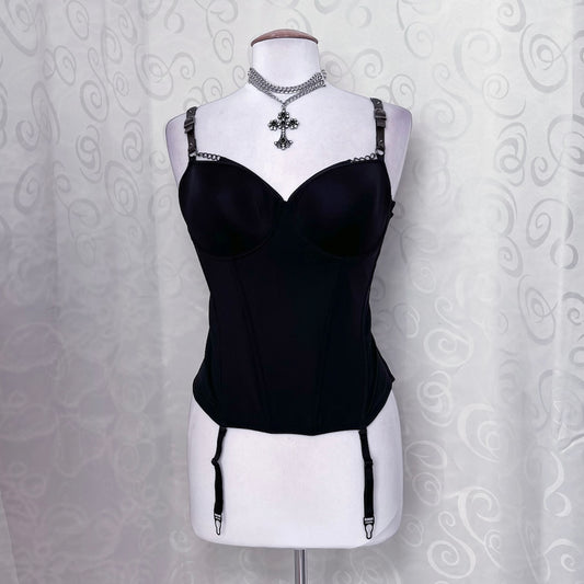 Gothic black corset top with cut-out back detail 🖤🦇