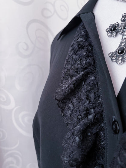 Vintage Your Sixth Sense Gothic victorian style ruffle black shirt 🕸️🕷️