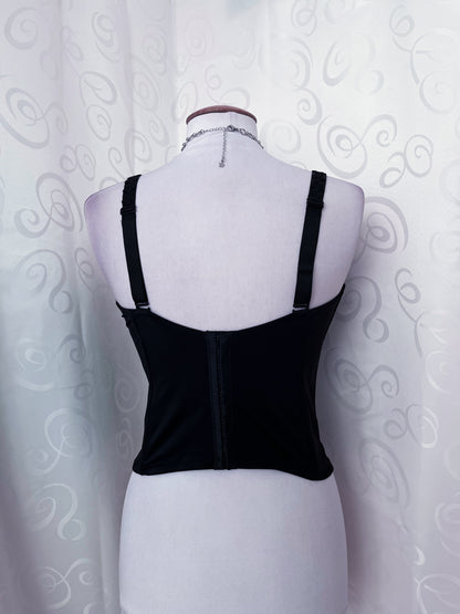 Gothic lace-up black corset 🦇
