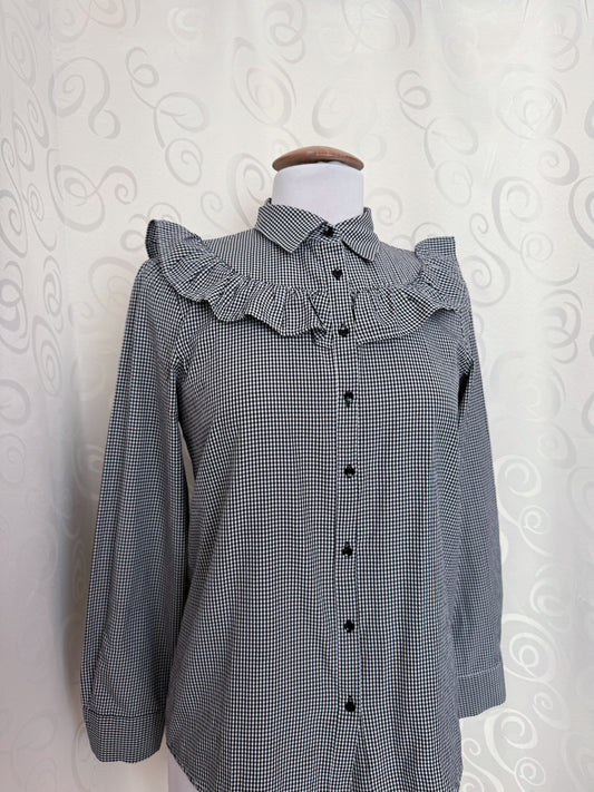 Gothic Victorian/Jirai key style checked ruffle shirt 🦇
