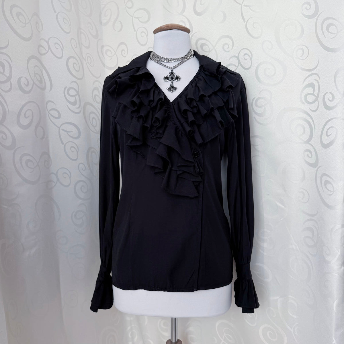 Gothic Victorian/Jfashion style black ruffle shirt 🦇