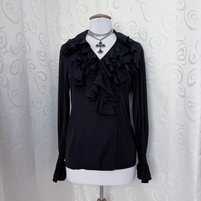 Gothic Victorian/Jfashion style black ruffle shirt 🦇