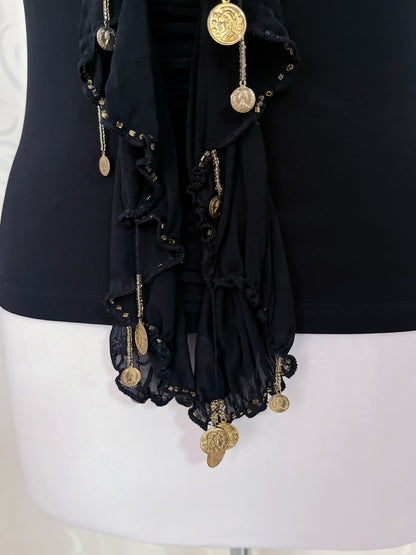 Whimsy fit tank top with little ruffle & golden charm detail ✨