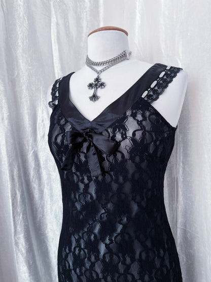 ♱00’s dark coquette lace dress♱