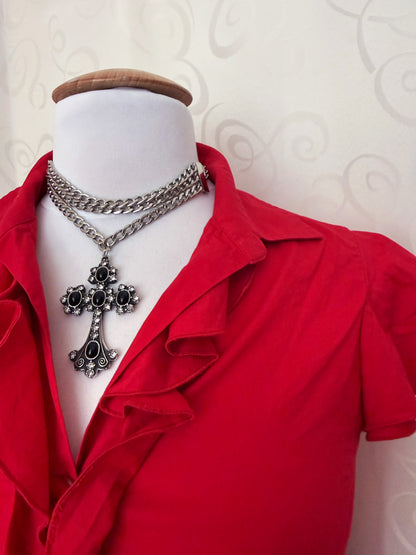 00’s Dark Coquette red cotton shirt 🗝️❣️