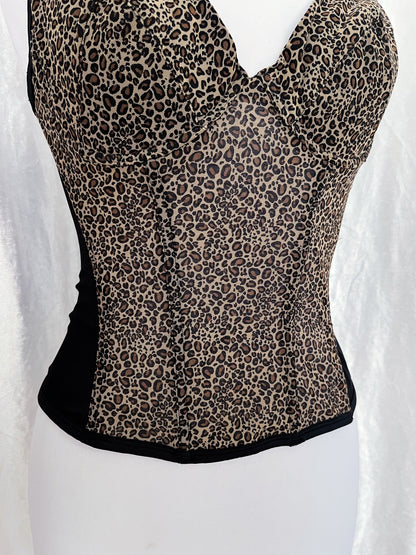 Old H&M leopard print mesh corset 🐆🖤
