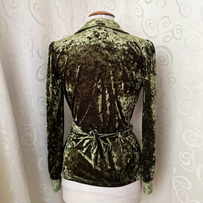 Vintage forest green crushed velvet cardigan 🪾🍃🐢
