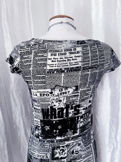 Fishbone newspaper print tee 📰