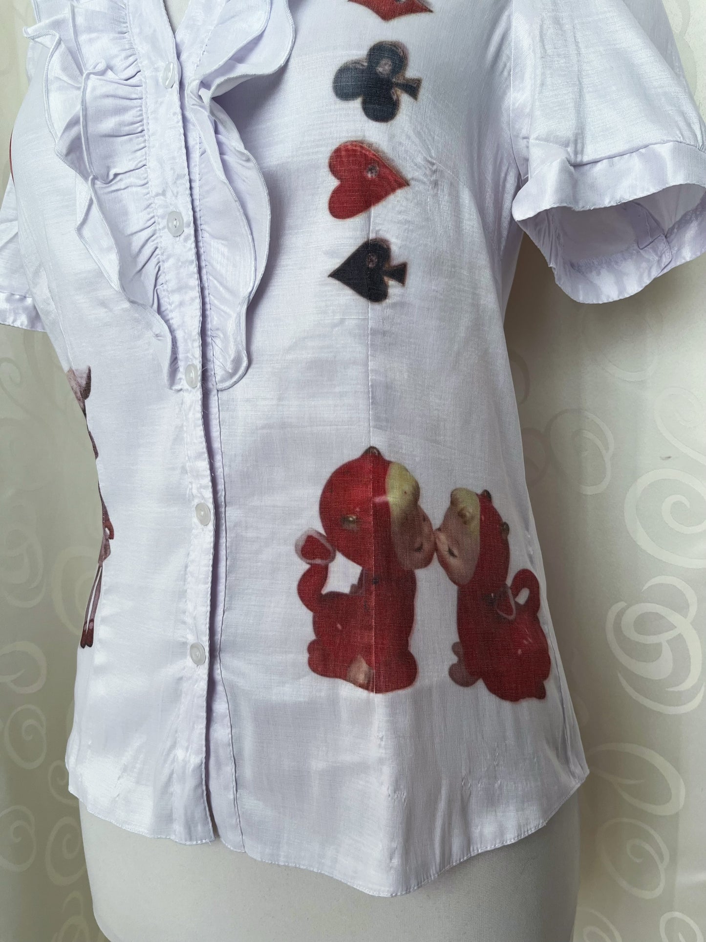 Ace of Hearts Reworked gothic ruffle shirt ♠️♦️
