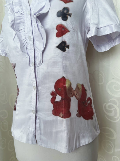 Ace of Hearts Reworked gothic ruffle shirt ♠️♦️