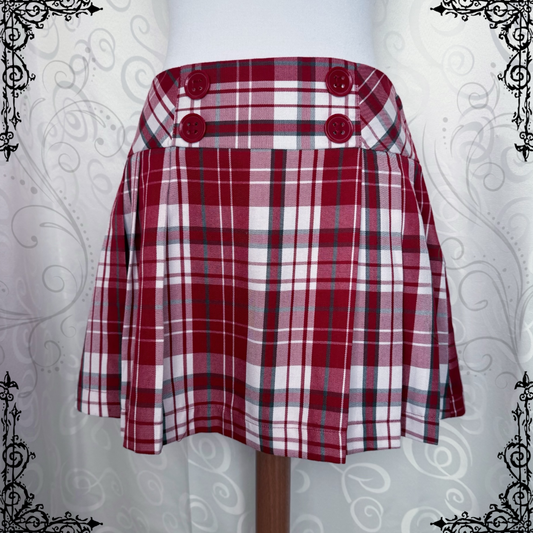 Twee / Emo checked red & white pleated 
skirt 🐞
