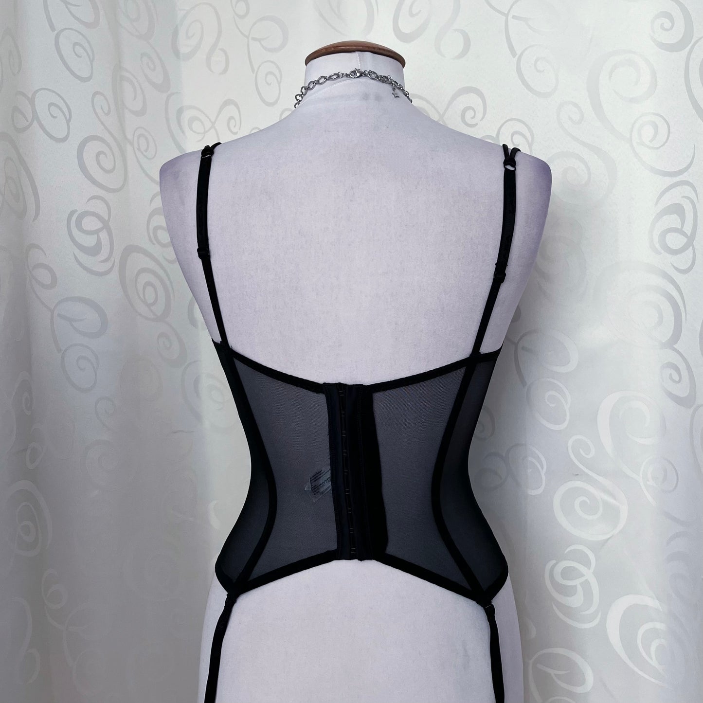 Whimsygoth lace-up corset with embossed spiral detail 🌀