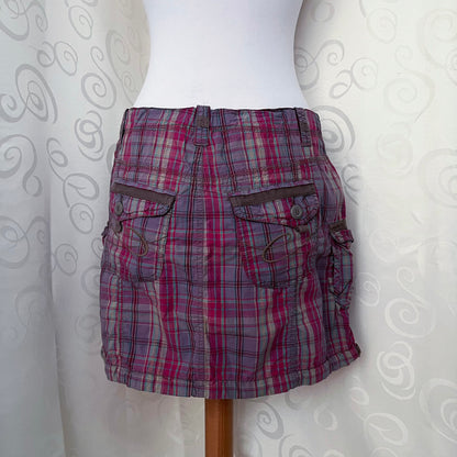 Espirit emo/scene pink checked cargo skirt 💕