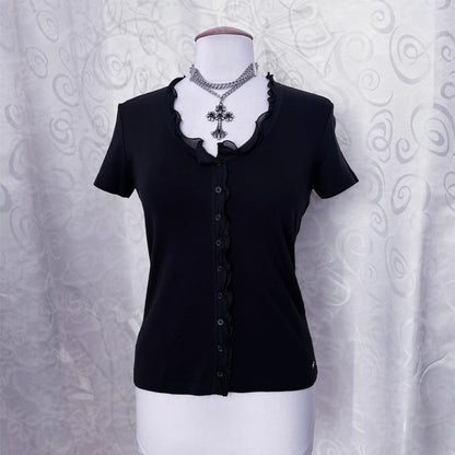 Dark coquette/Gothic cotton black shirt 🕷️