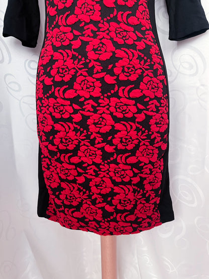 Vampire gothic fitting dress with embossed red roses 🌹🥀