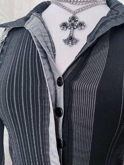 00’s Cache Cache iconic office striped dress with belt details 🖤🗡️