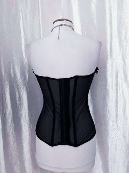 Iconic teal lace-up corset with mesh back 🕸️