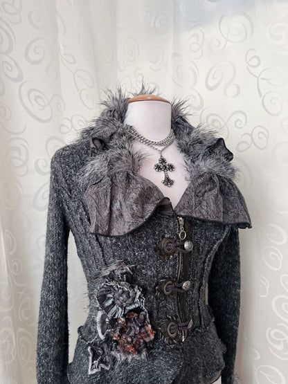 00’s whimsygoth knit light jacket with beautiful patchwork details 🌀🦇