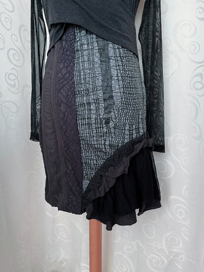 00’s Whimsygoth patchwork asymmetrical dress 🦇