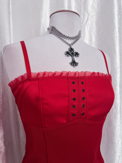 00’s red corset top ✨🌹