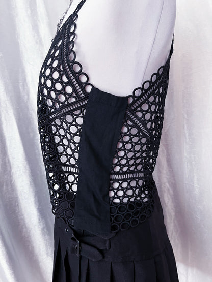 Mini black fishnet top 🕷️🕸️