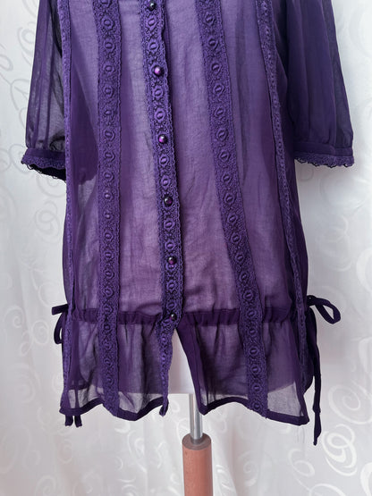 Mesmerising whimsy mesh purple oversize shirt with embroidered details 💜🌀