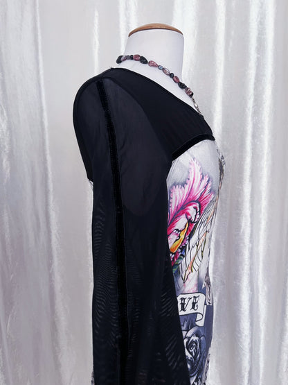 Rare NICOWA iconic y2k style tunic blouse with mesh & velvet detail 💕✨