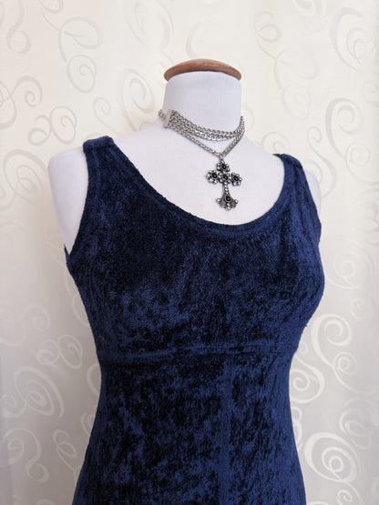 00’s Whimsygoth blueberry blue velvet dress 🫐🦋