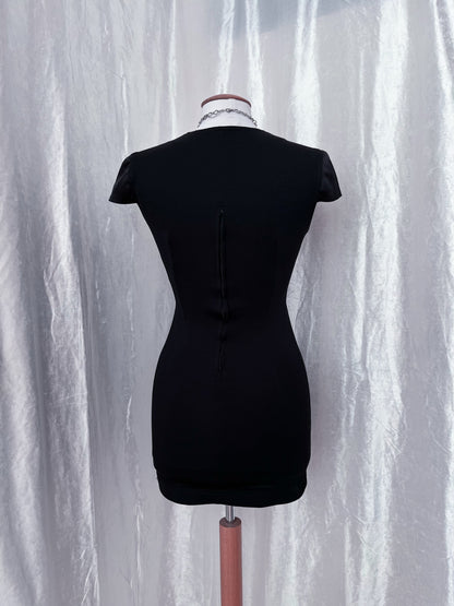Office goth black dress 👓🕷️