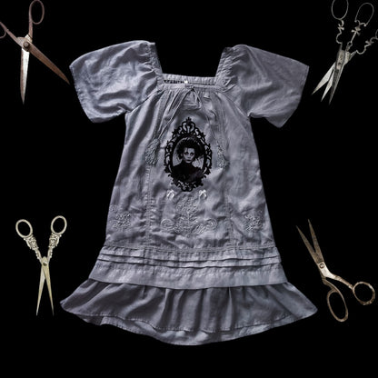 Edward Reworked 00's victorian style embroidered grey dress ✂️🏰