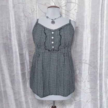 Dark coquette checked milkmaid top 💀🗝️