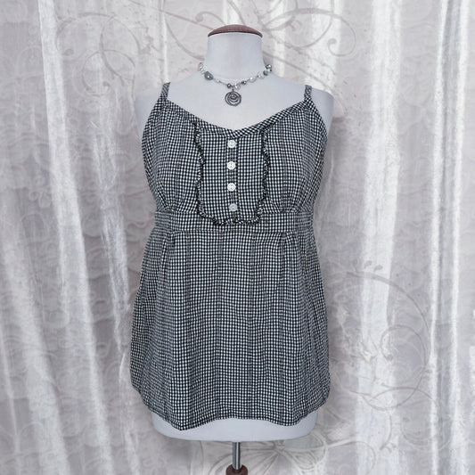 Dark coquette checked milkmaid top 💀🗝️