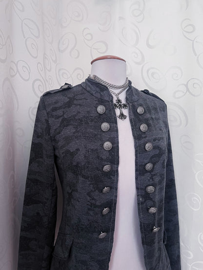 Gothic military style light camo grey blazer